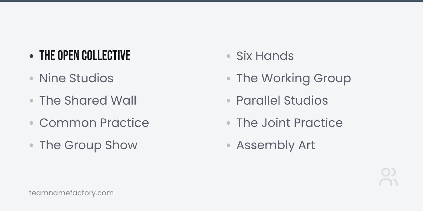 Cool Art Names for Collectives — art names ideas from teamnamefactory.com