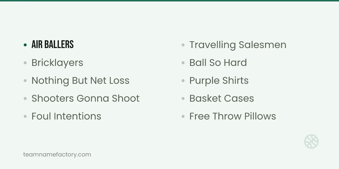 Funny Basketball Team Names — basketball team names ideas from teamnamefactory.com