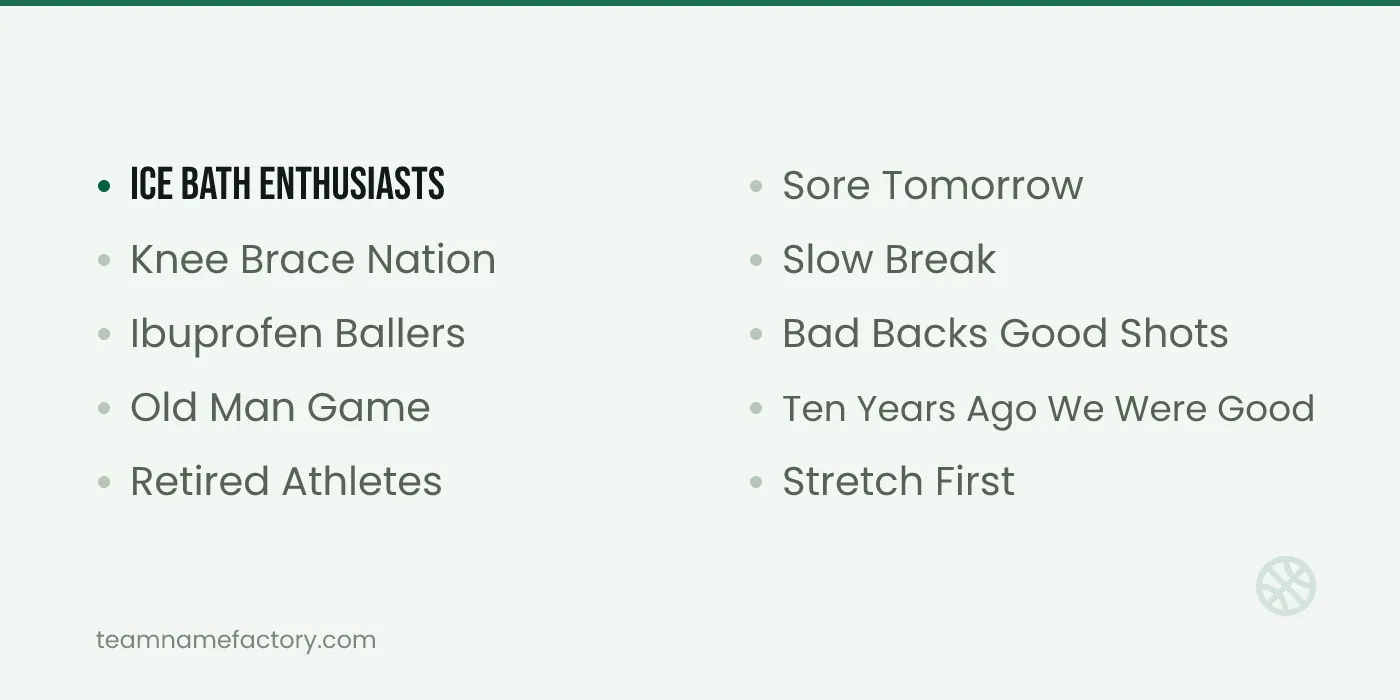 Basketball Team Names for Adult Rec Leagues — basketball team names ideas from teamnamefactory.com