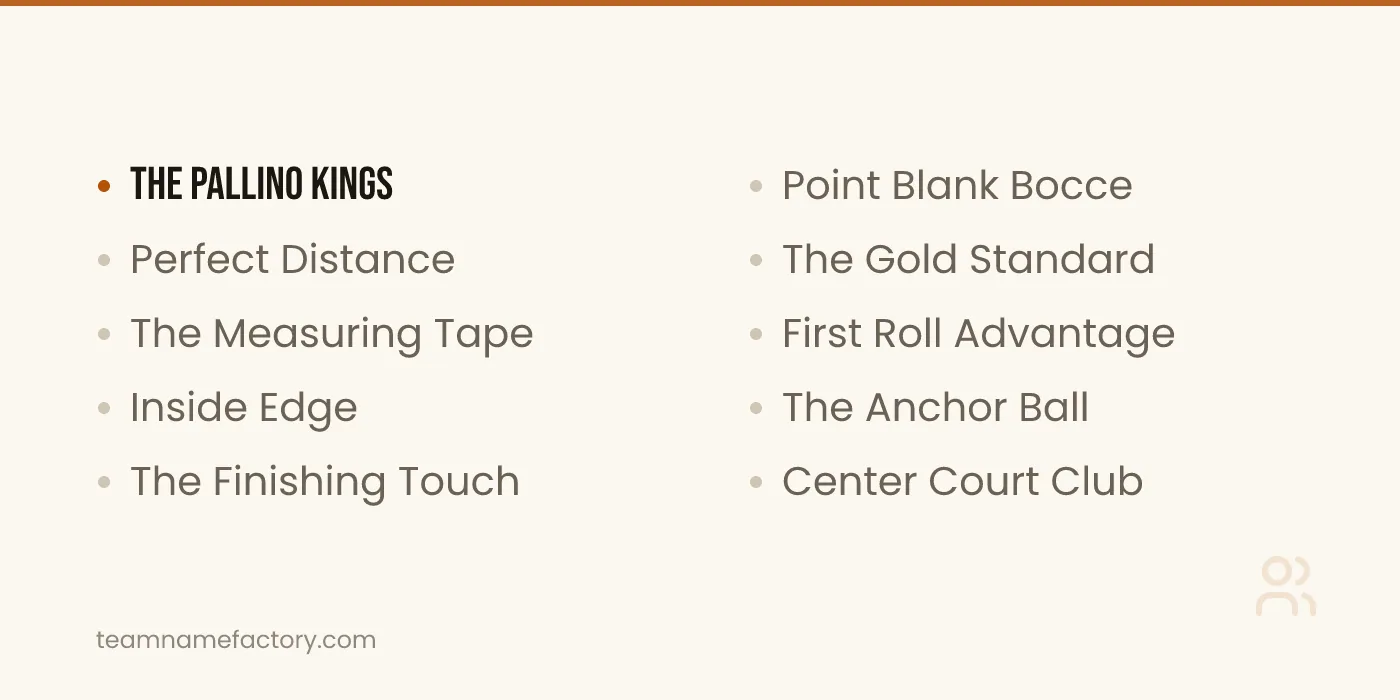 Best Bocce Ball Team Names — bocce ball team names ideas from teamnamefactory.com