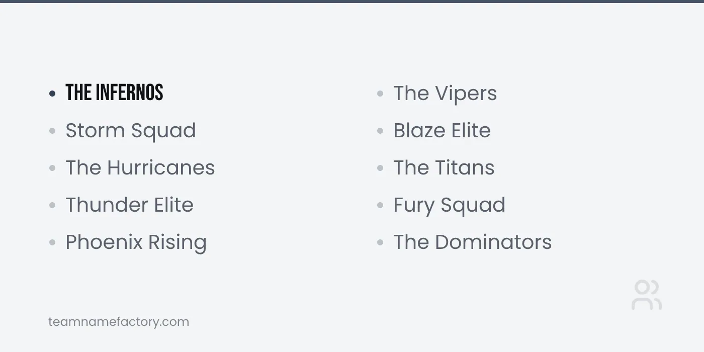 Fierce and Powerful Cheer Names — cheer team names ideas from teamnamefactory.com