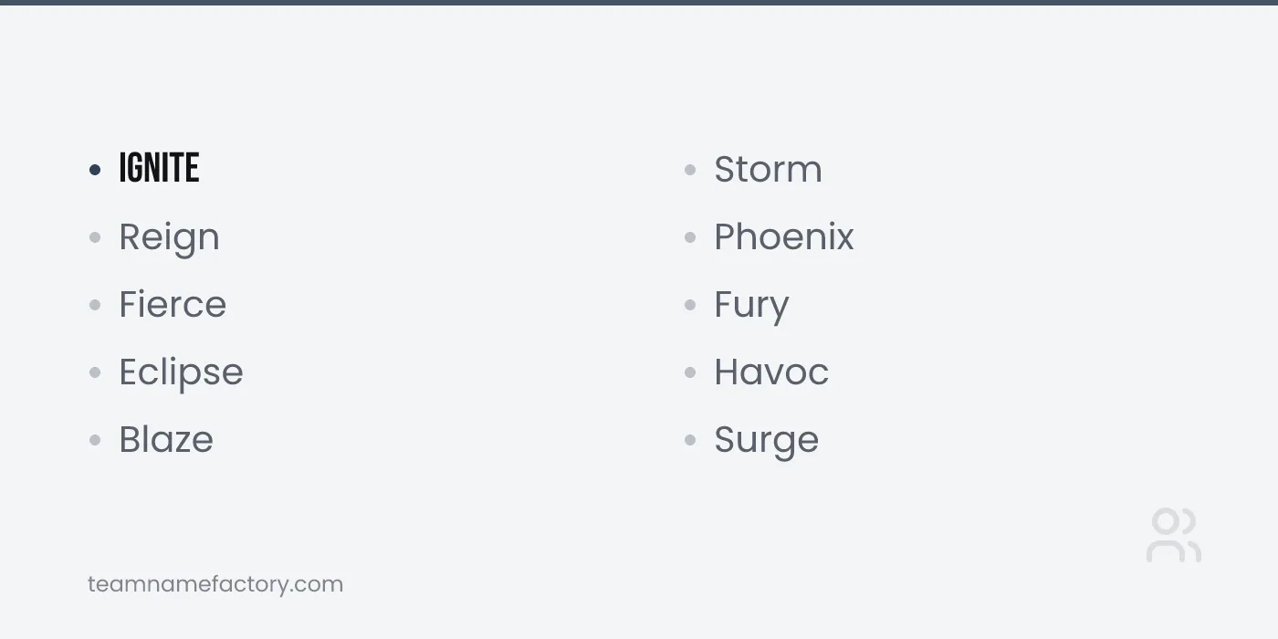 One-Word Cheer Names — cheer team names ideas from teamnamefactory.com