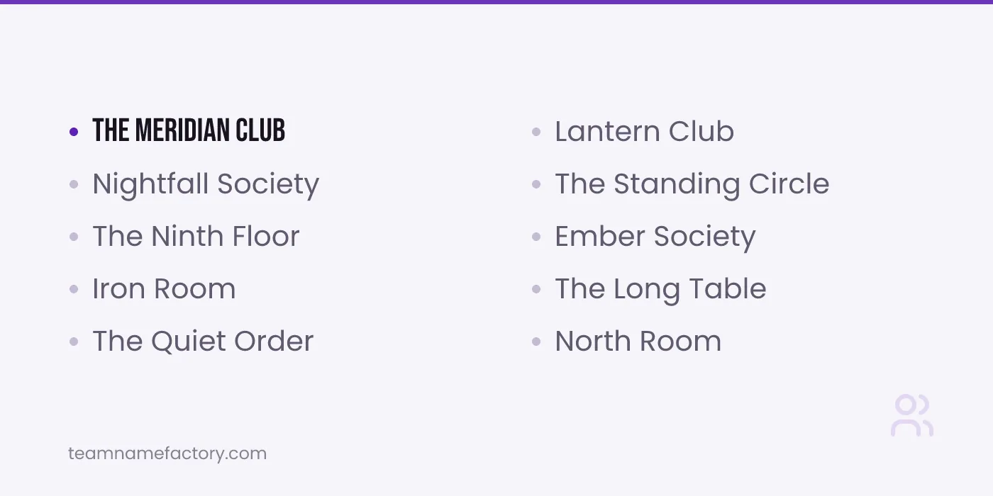 Cool Club Names — club names ideas from teamnamefactory.com