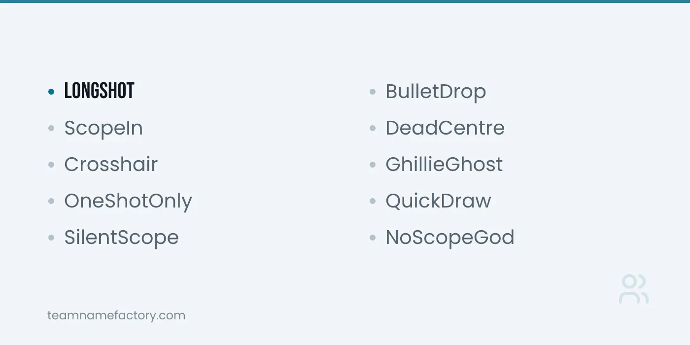 CODM Names for Snipers and Quickscopers — codm name ideas ideas from teamnamefactory.com