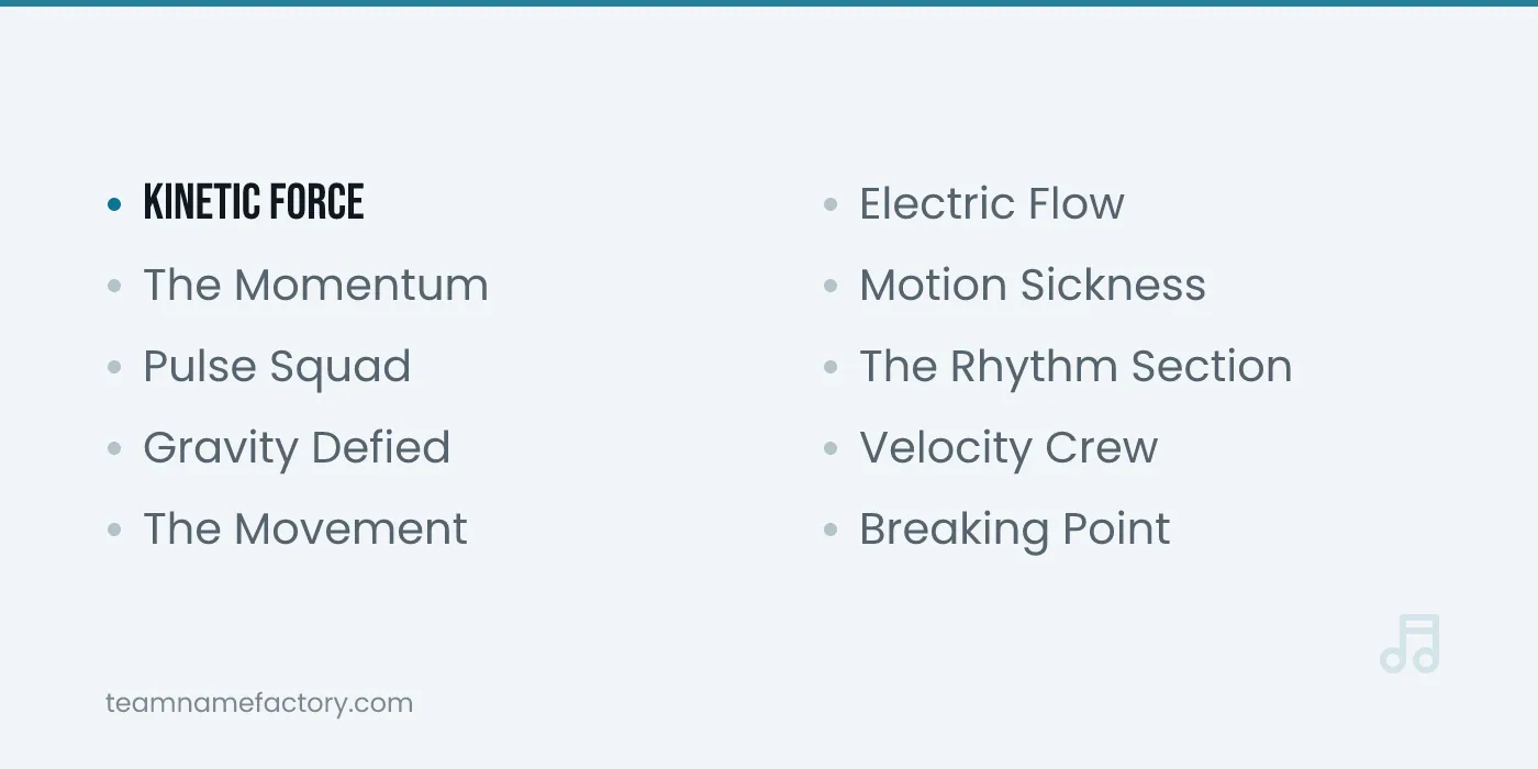 Seriously Cool Dance Group Names for Any Style — dance group names ideas from teamnamefactory.com