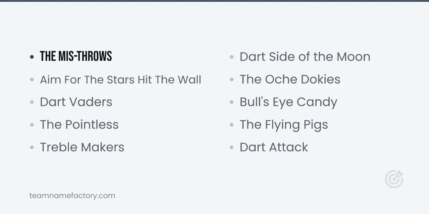 Funny Dart Team Names — dart team names ideas from teamnamefactory.com