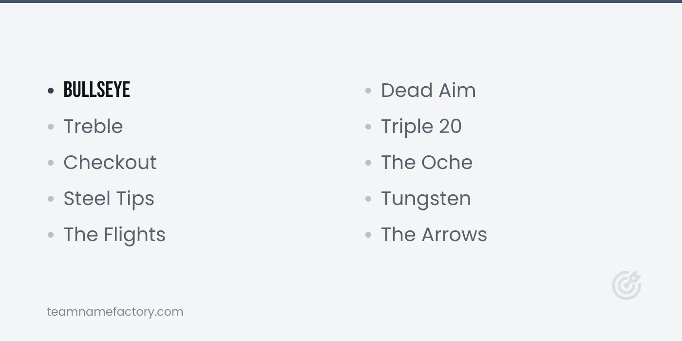 Short Dart Team Names — dart team names ideas from teamnamefactory.com