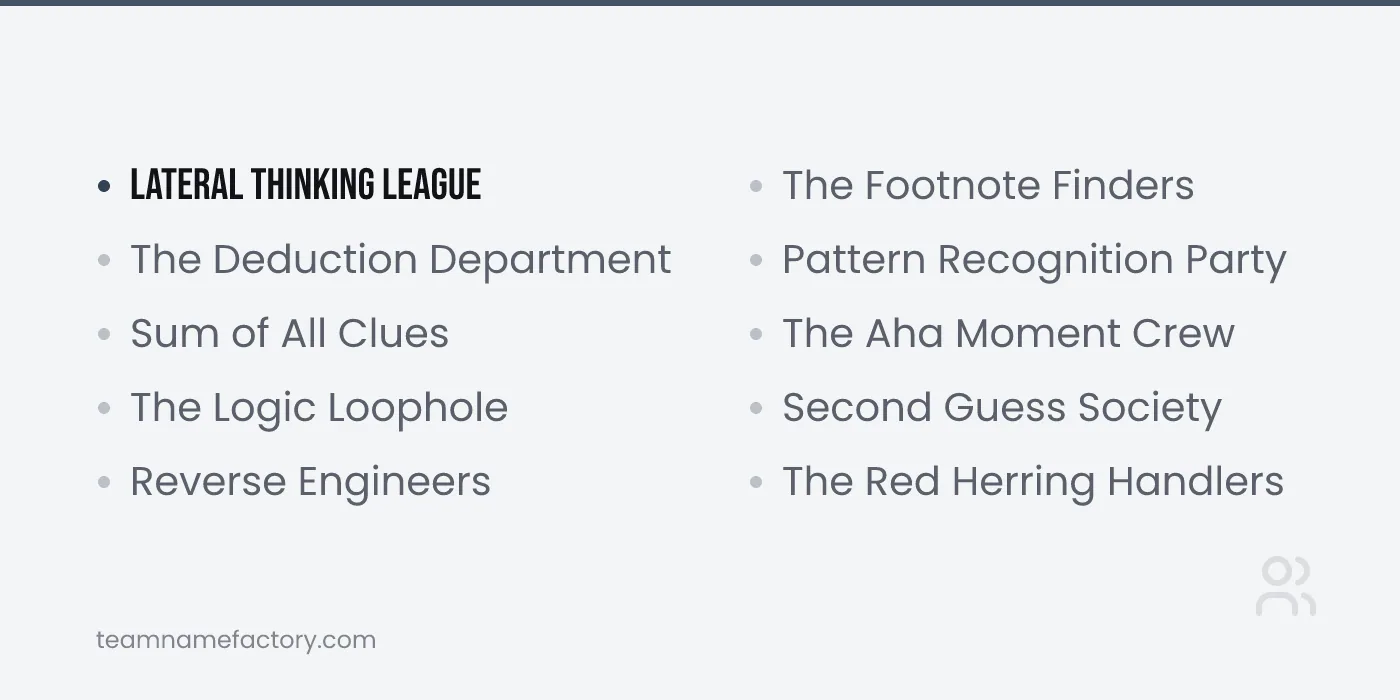 Smart and Clever Escape Room Team Names That Show Wit — escape room team names ideas from teamnamefactory.com