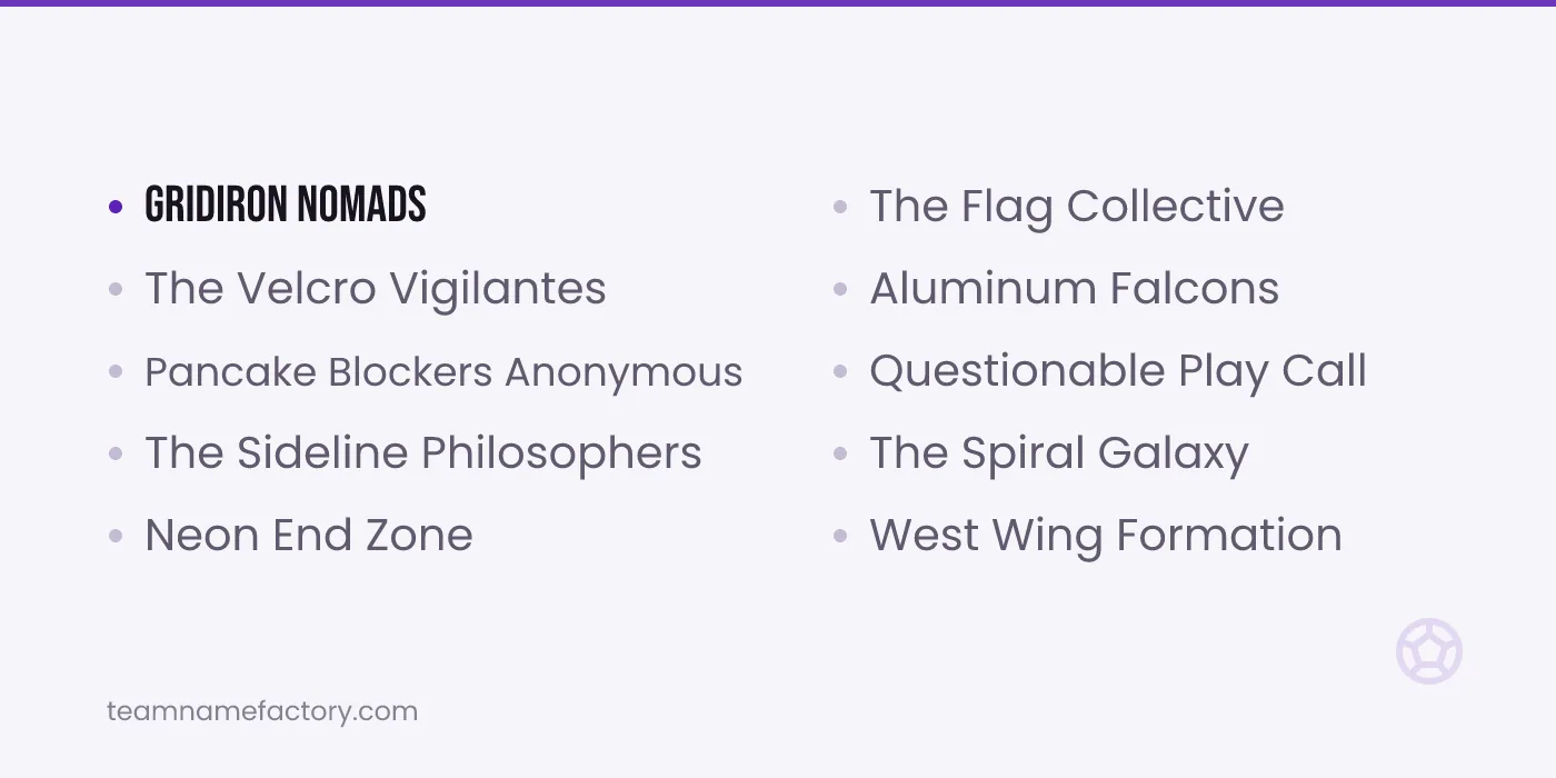 Unique Flag Football Team Names — flag football team names ideas from teamnamefactory.com