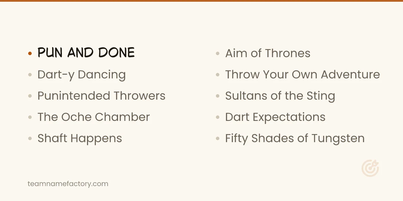 Wordplay Picks for League Night — funny dart team names ideas from teamnamefactory.com