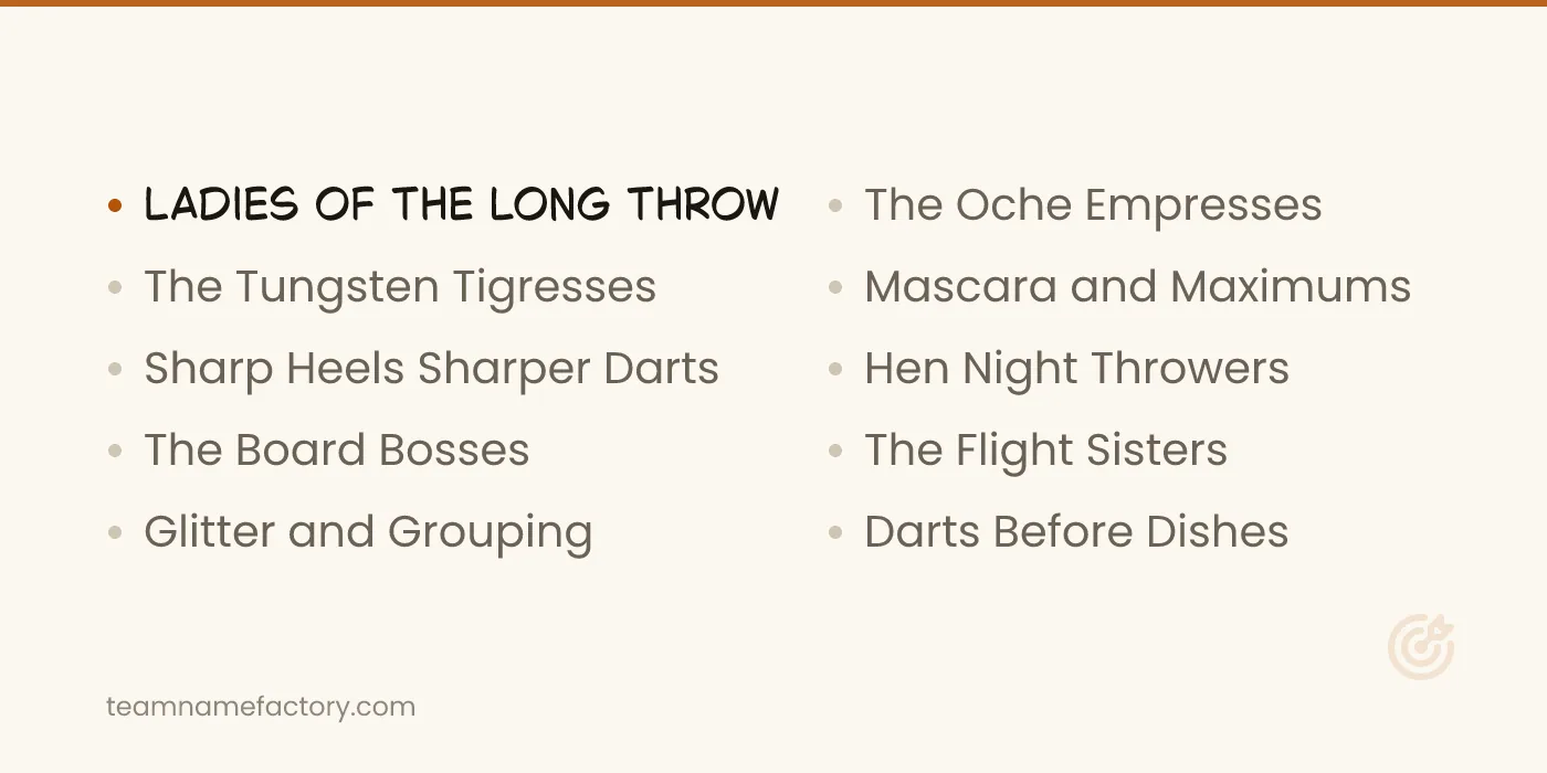 Ladies' League Names with Bite — funny dart team names ideas from teamnamefactory.com