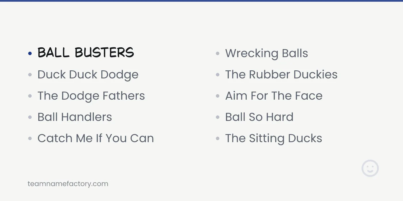 Classic Funny Dodgeball Names — funny dodgeball team names ideas from teamnamefactory.com