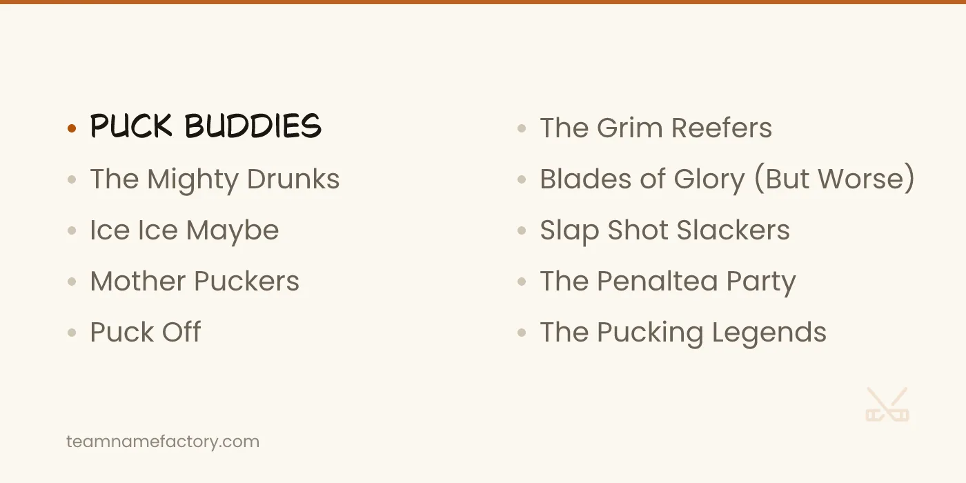 Classic Funny Hockey Names — funny hockey team names ideas from teamnamefactory.com