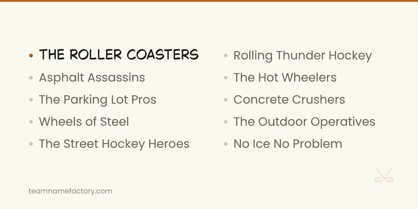 Inline and Roller Hockey Names — funny hockey team names ideas from teamnamefactory.com
