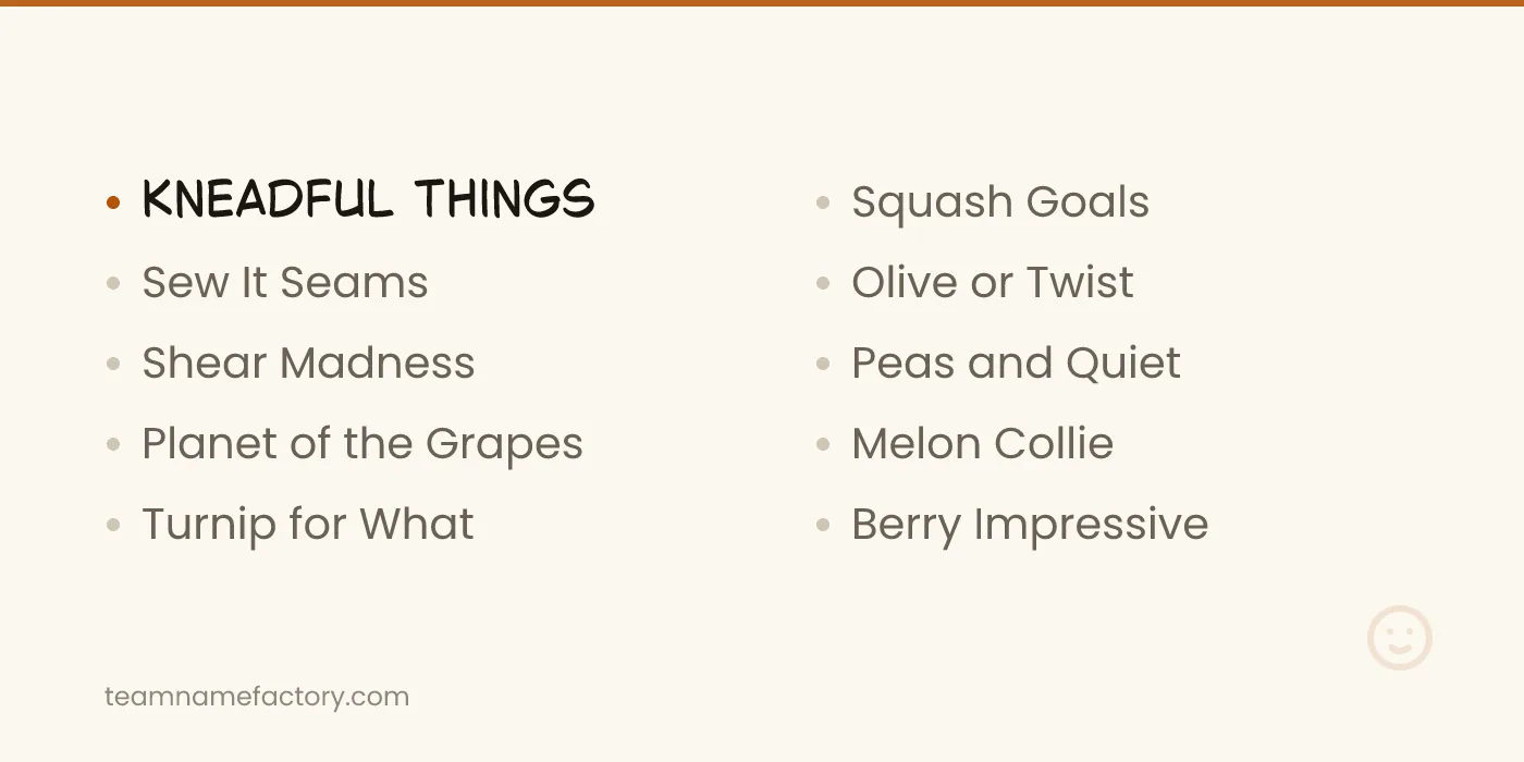 Creative Pun Names — pun names ideas from teamnamefactory.com