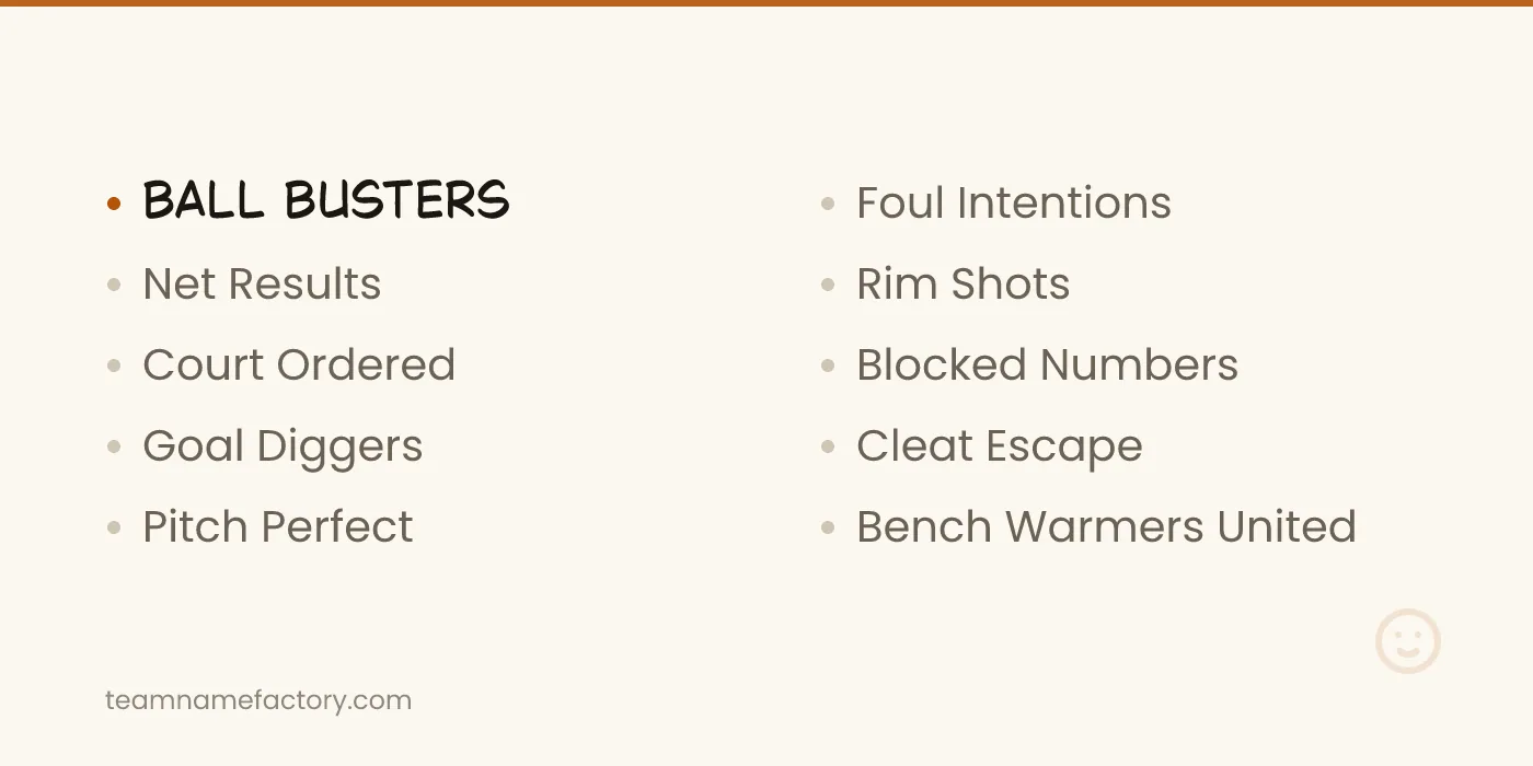 Sports Pun Names — pun names ideas from teamnamefactory.com