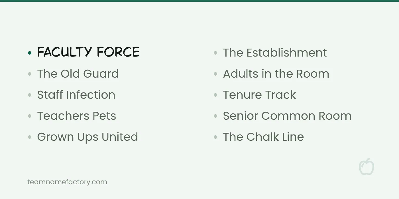 Teacher Team Names for Sports Days — funny teacher names ideas from teamnamefactory.com