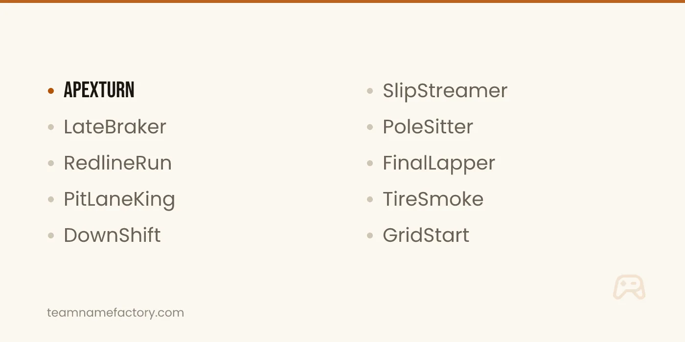 Racing and Sports Gamertags — gamertag ideas ideas from teamnamefactory.com