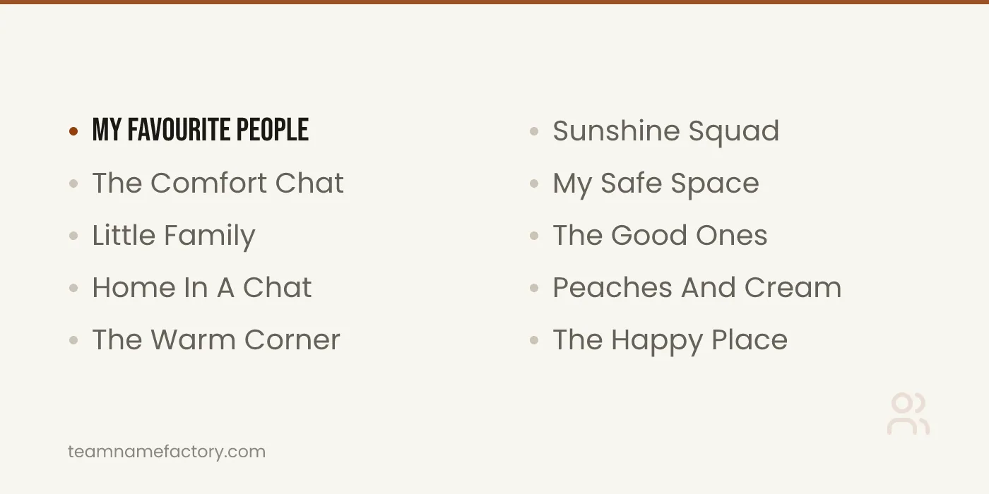 Cute GC Names for Close Friends — gc names ideas from teamnamefactory.com