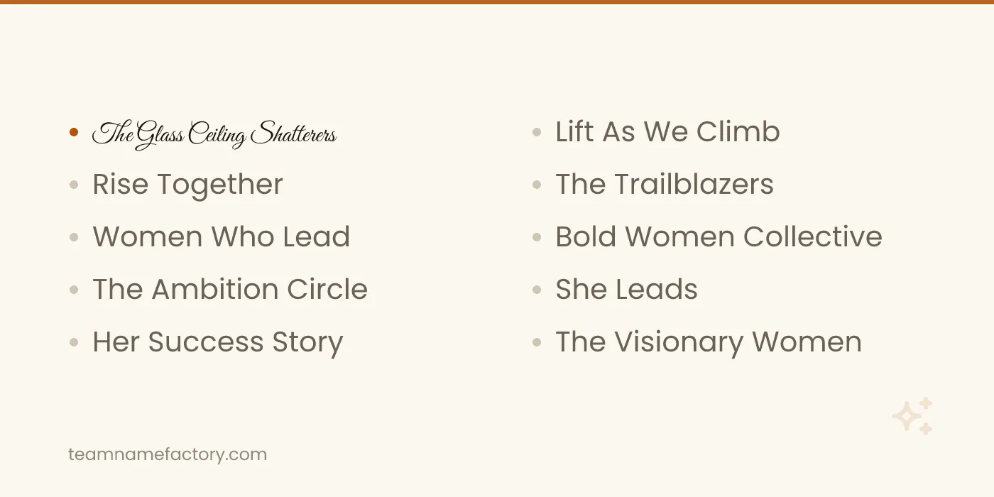 Women's Empowerment Group Names — girl group names ideas from teamnamefactory.com