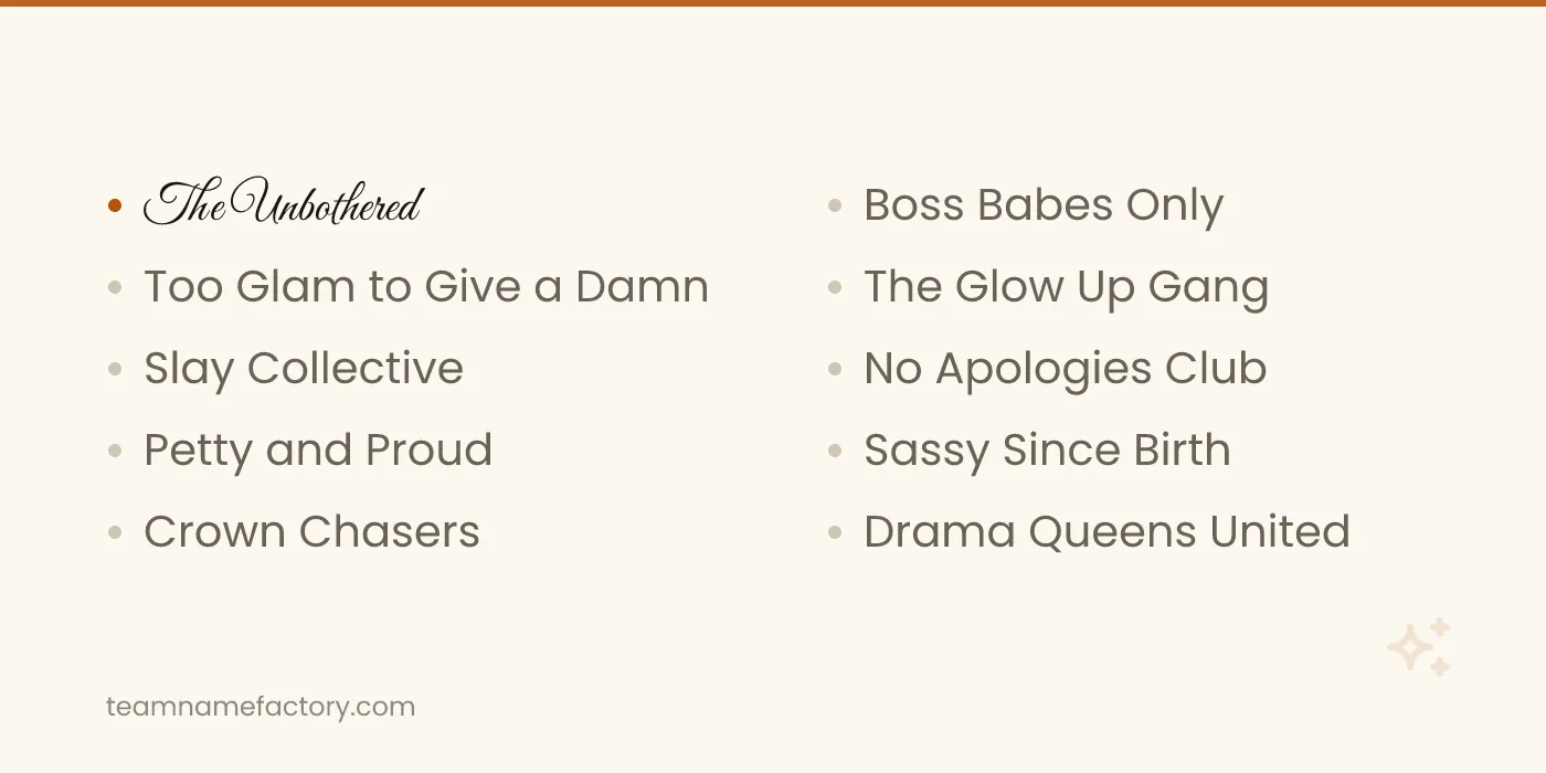 Sassy and Savage Girl Group Names — girl group names ideas from teamnamefactory.com