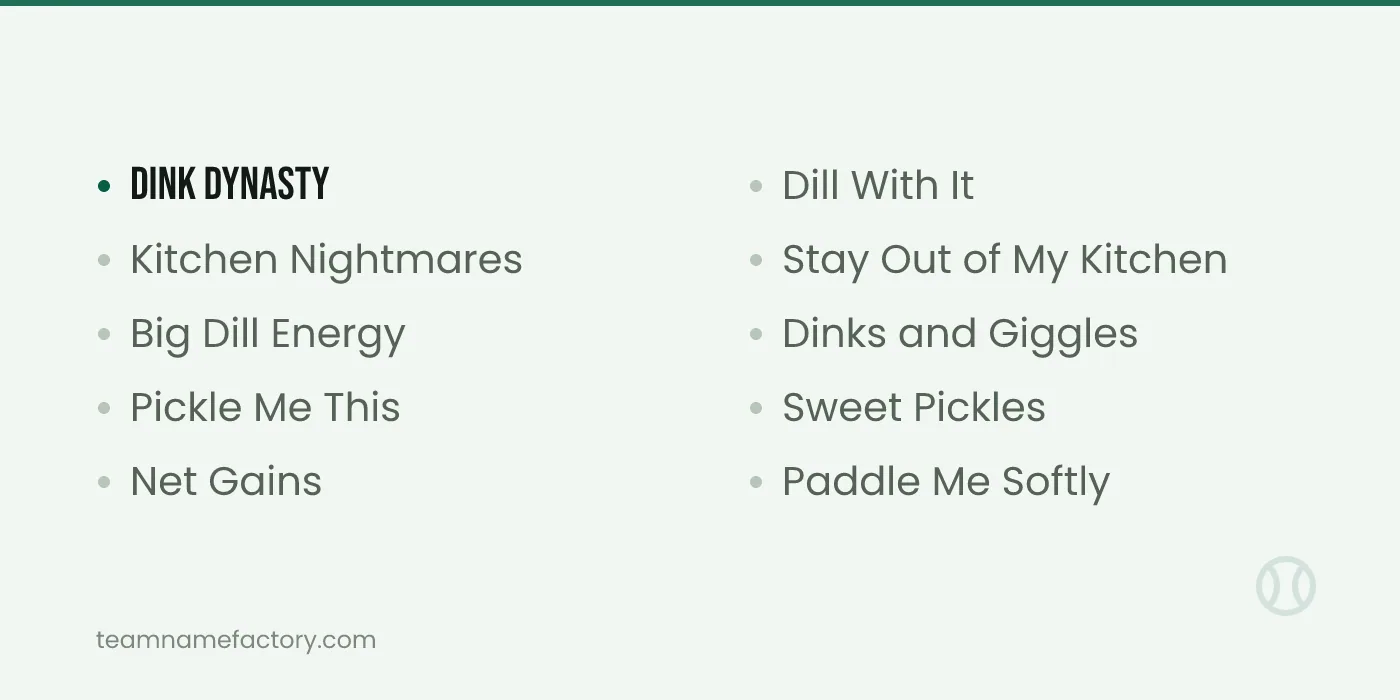 Funny Pickleball Team Names — pickleball team names ideas from teamnamefactory.com