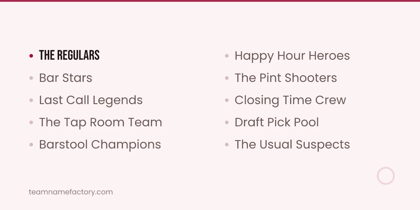 Bar and Pub Pool Team Names — pool team names ideas from teamnamefactory.com
