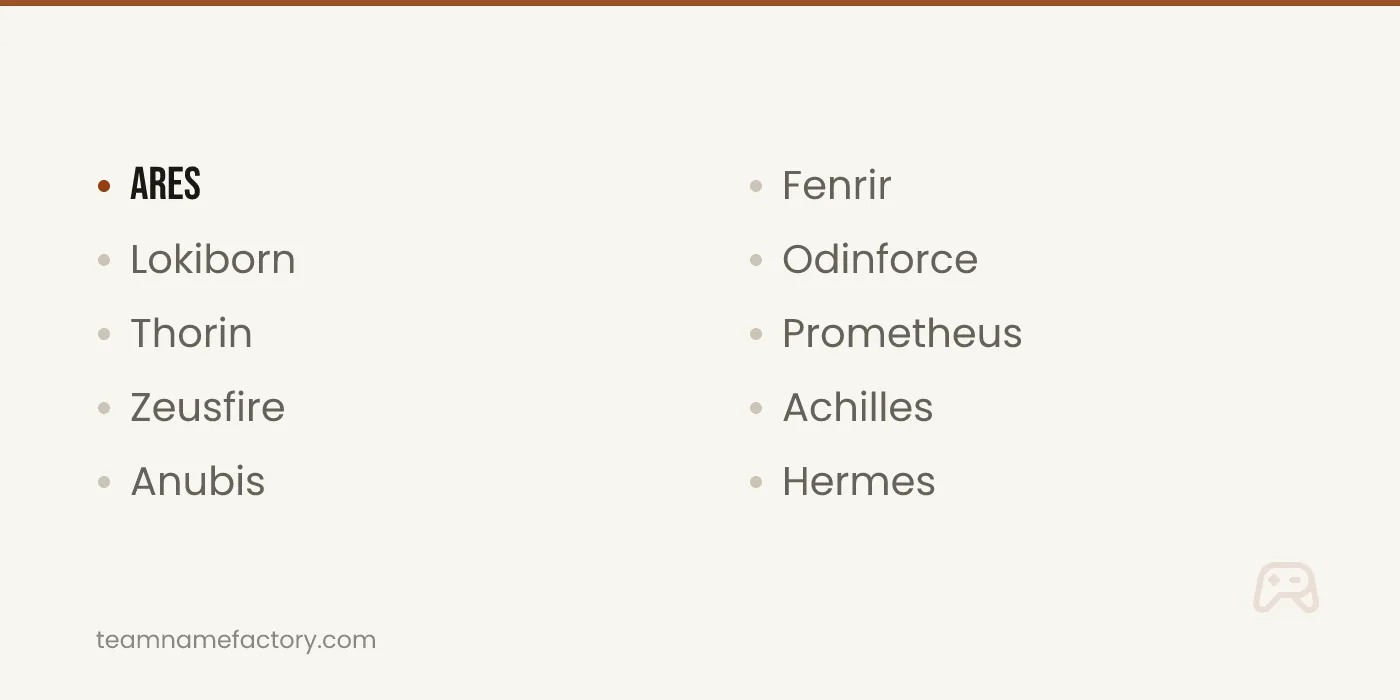 Mythological Pro Gamer Names — pro gamer names ideas from teamnamefactory.com