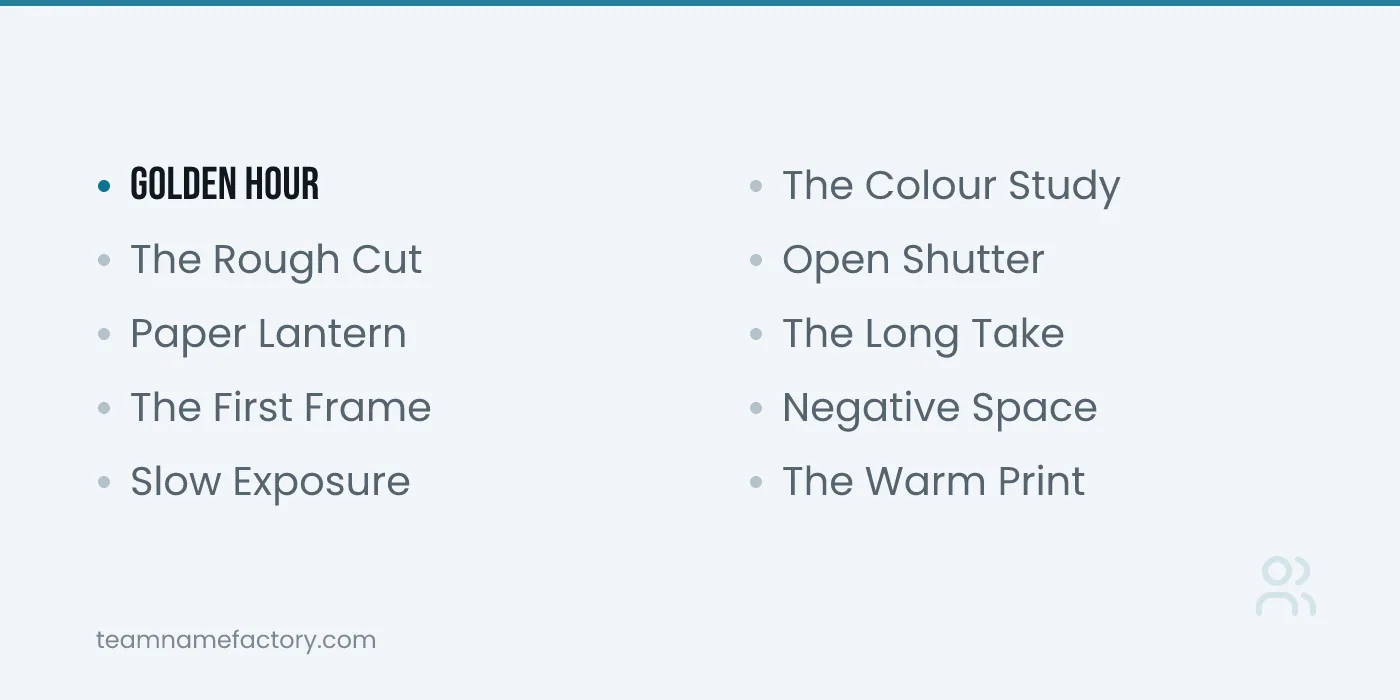 Creative Project Names for Design and Media — project name ideas from teamnamefactory.com