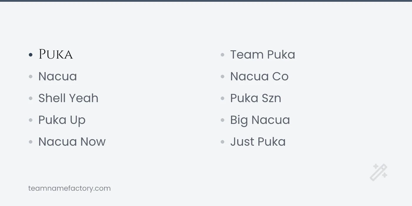 Short Puka Nacua Team Names for Small Screens — puka nacua fantasy team names ideas from teamnamefactory.com