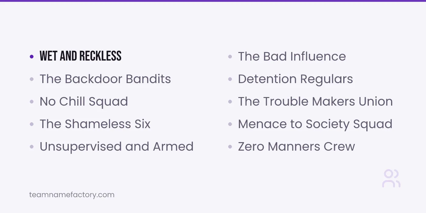 Dirty and Inappropriate Senior Assassin Team Names — senior assassin team names ideas from teamnamefactory.com