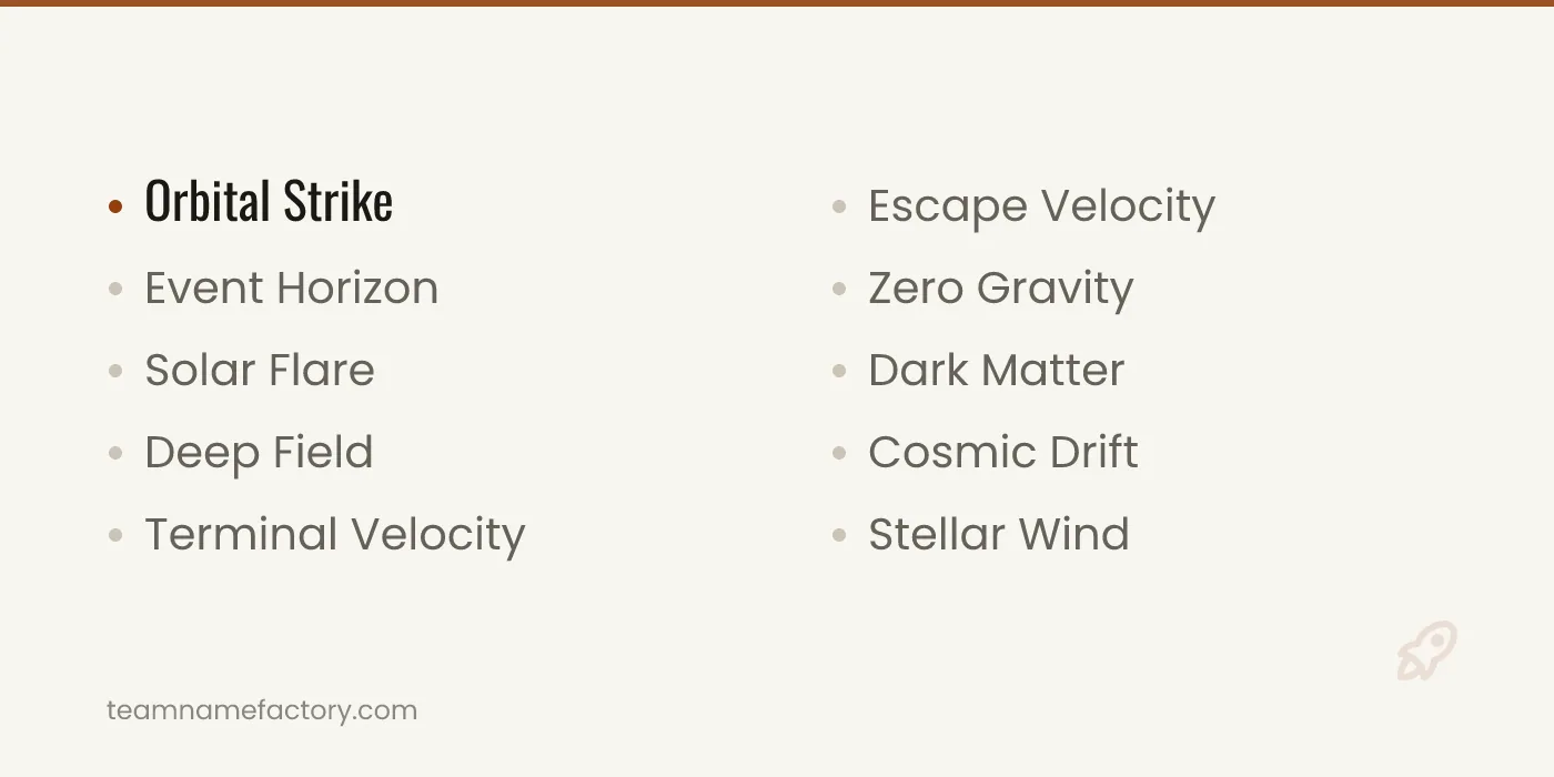 Cool Space Team Names — space team names ideas from teamnamefactory.com