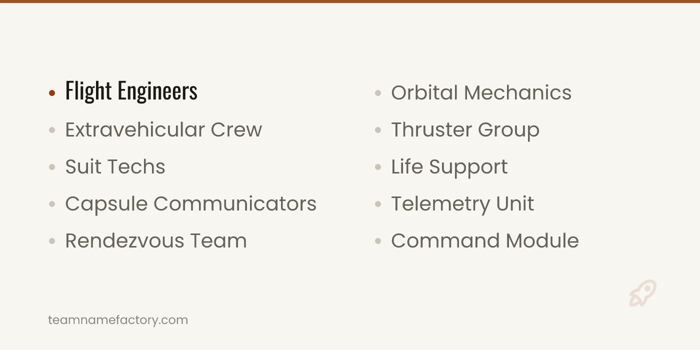 Astronaut and Mission Team Names — space team names ideas from teamnamefactory.com