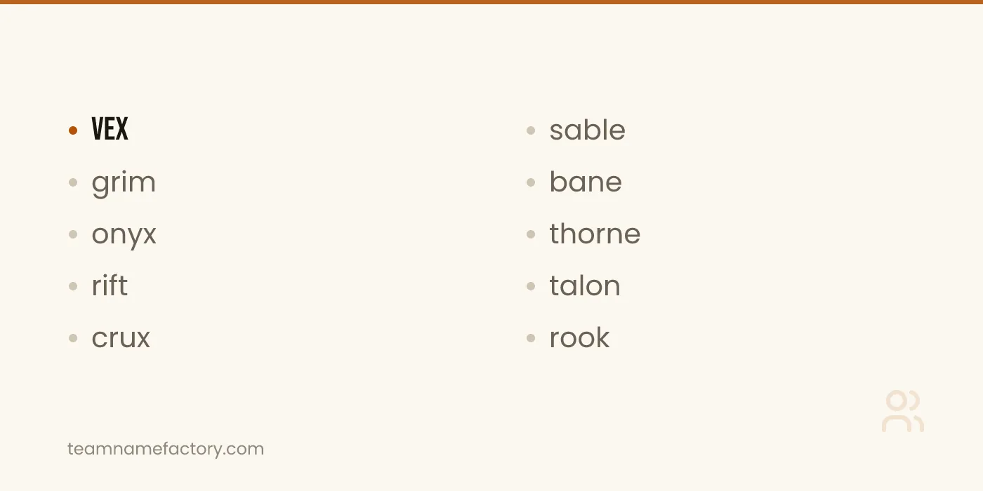 One Word Tuff Usernames — tuff usernames ideas from teamnamefactory.com