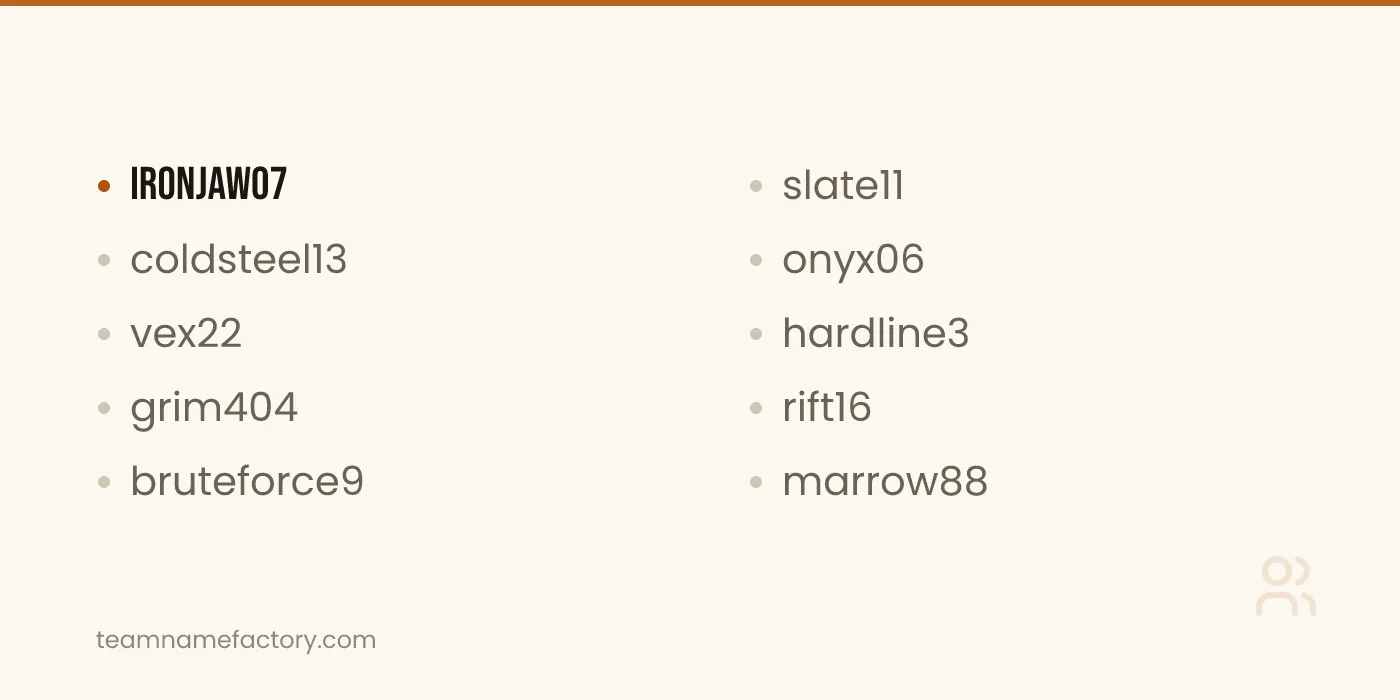 Tuff Usernames with Numbers That Work — tuff usernames ideas from teamnamefactory.com