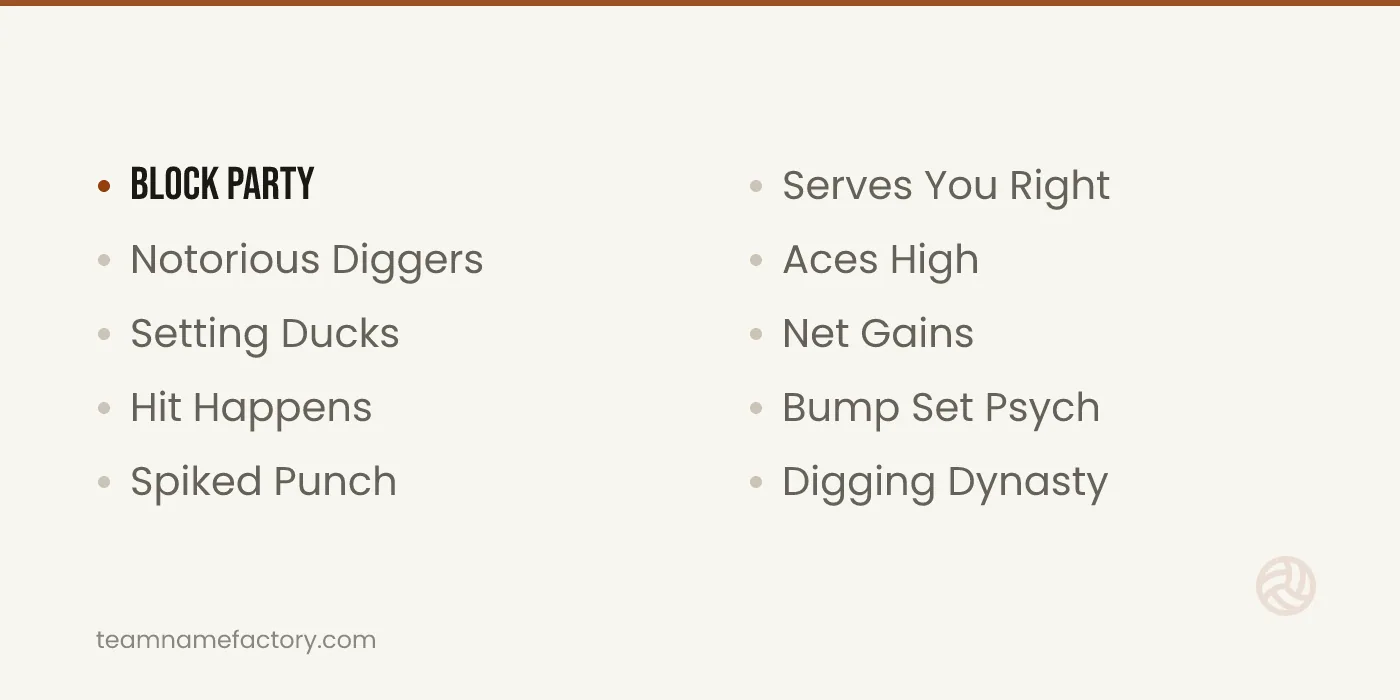Funny Volleyball Team Names — volleyball team names ideas from teamnamefactory.com