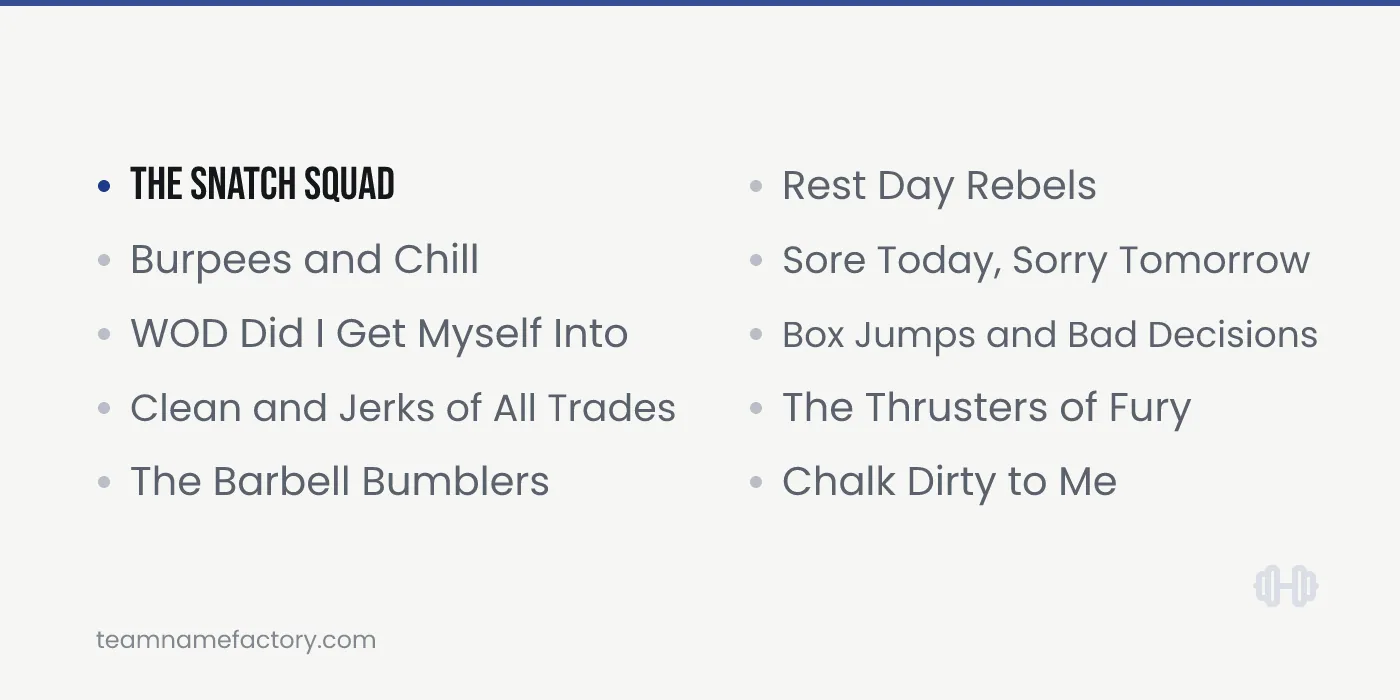 Funny CrossFit Team Names — crossfit team names ideas from teamnamefactory.com