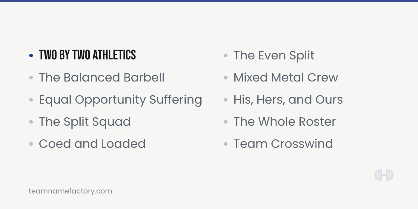 Coed CrossFit Team Names — crossfit team names ideas from teamnamefactory.com