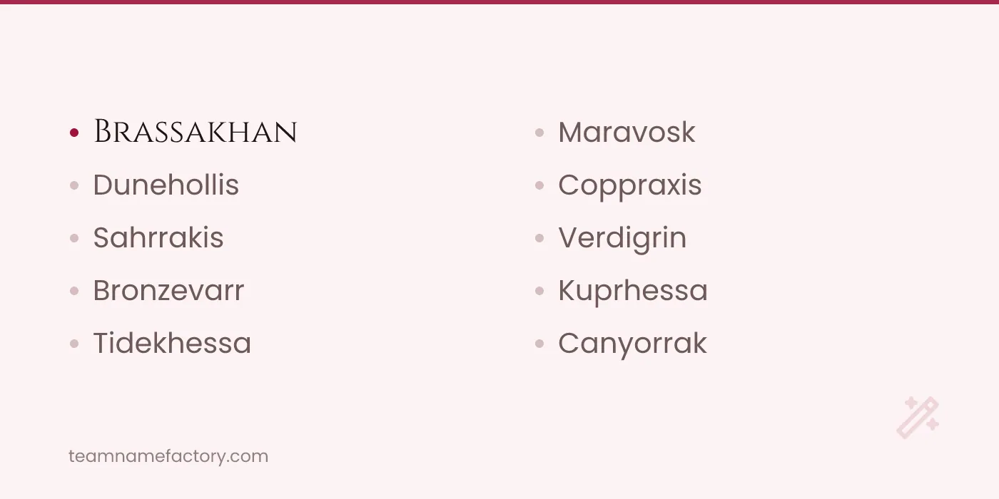 Brass, Bronze and Copper Dragonborn Names — dragonborn names ideas from teamnamefactory.com