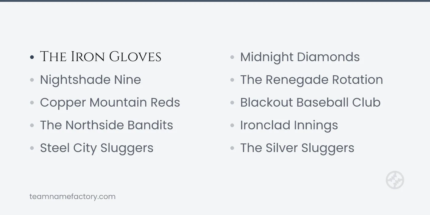 Cool Fantasy Baseball Team Names — fantasy baseball team names ideas from teamnamefactory.com