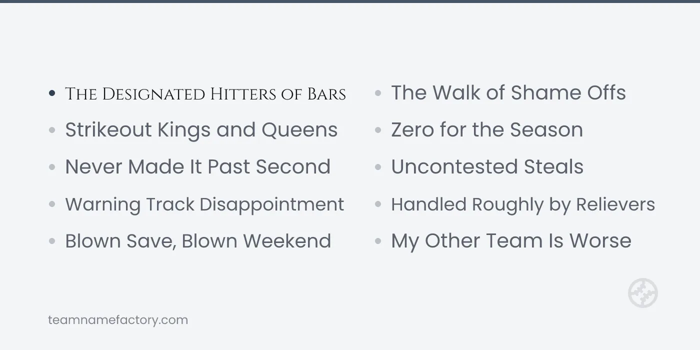 Inappropriate Fantasy Baseball Team Names for Private Leagues — fantasy baseball team names ideas from teamnamefactory.com
