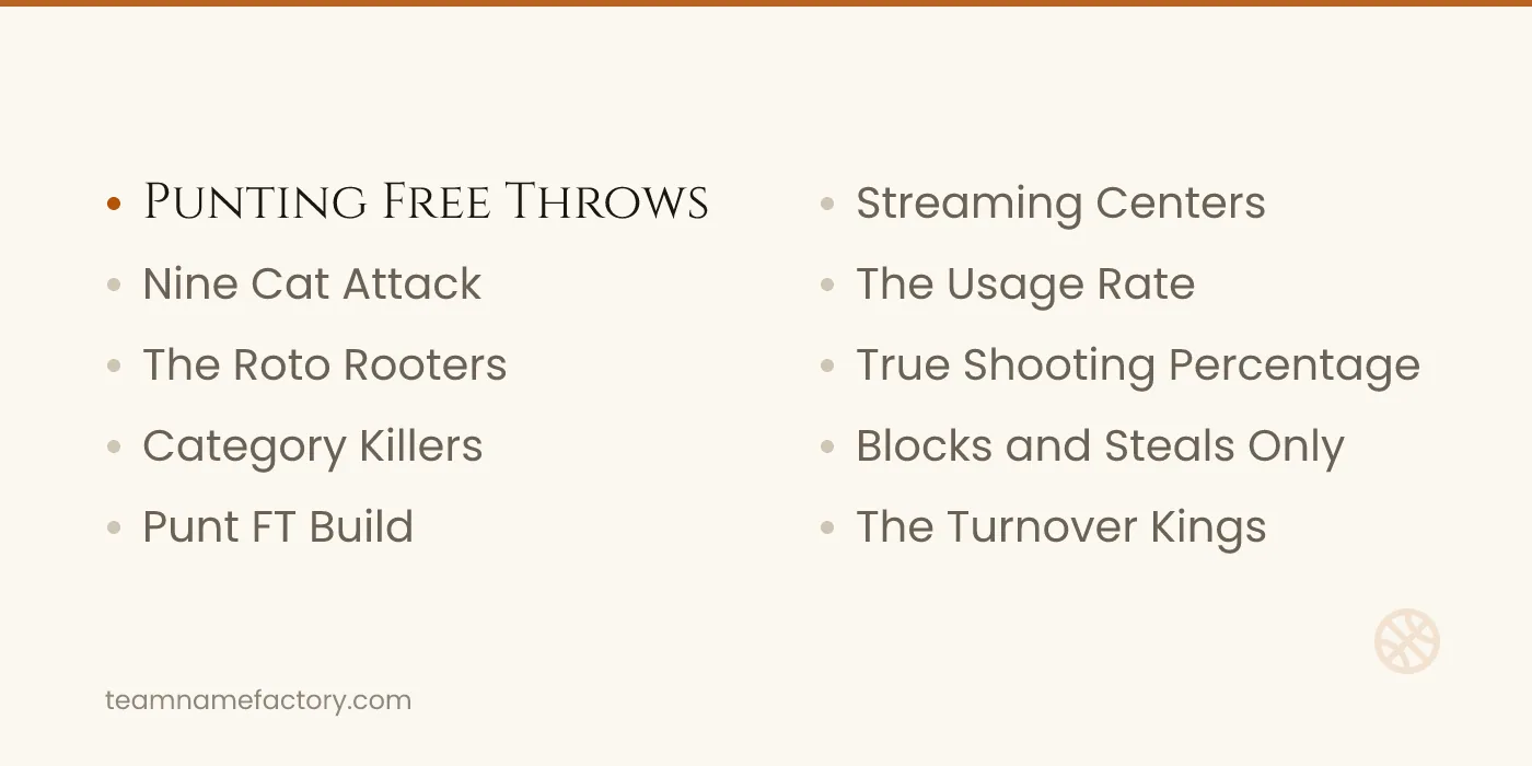 Names for Fantasy Basketball Category Leagues — fantasy basketball team names ideas from teamnamefactory.com