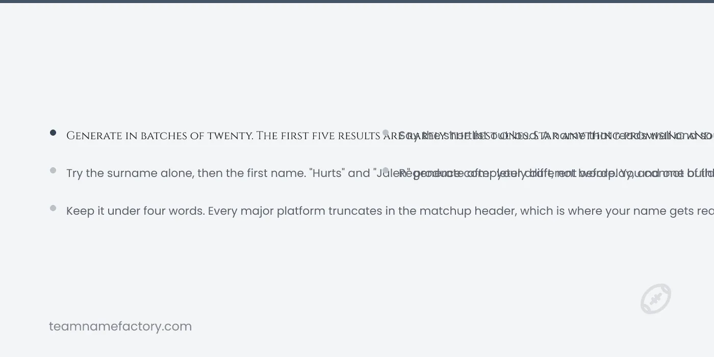Getting Better Results From the Fantasy Football Team Names Generator — fantasy football name generator ideas from teamnamefactory.com