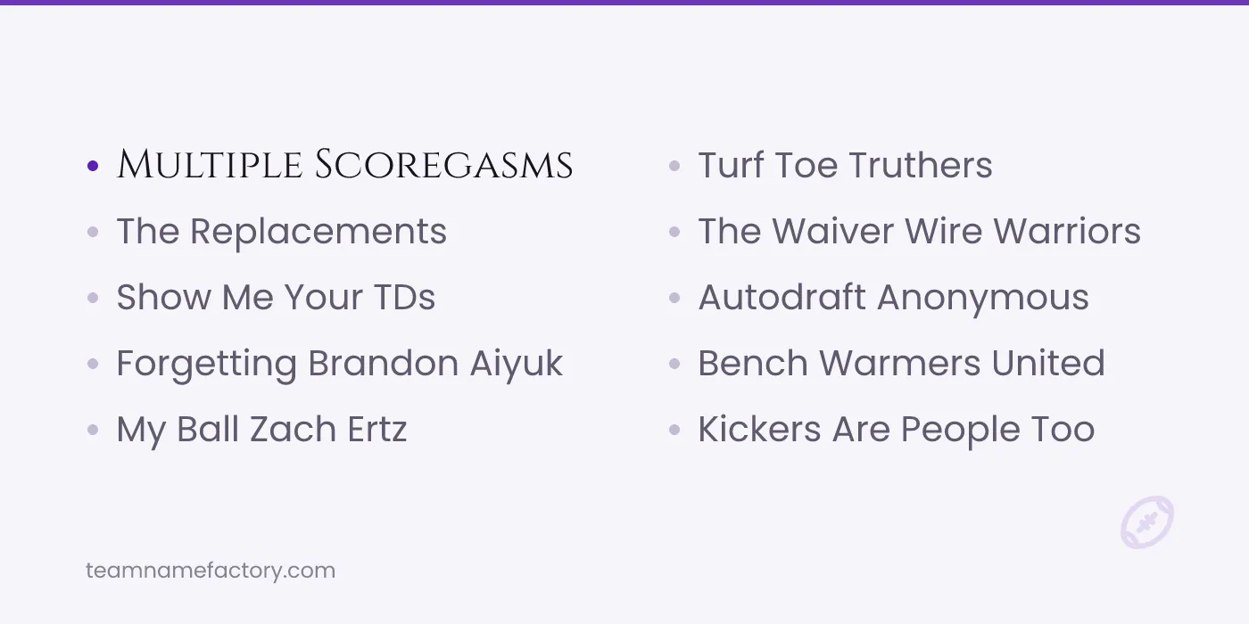 Funny Fantasy Football Team Names — fantasy football team names ideas from teamnamefactory.com