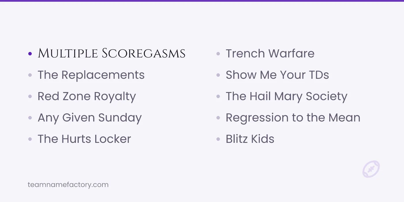 Best Fantasy Football Names by Category — fantasy football team names ideas from teamnamefactory.com