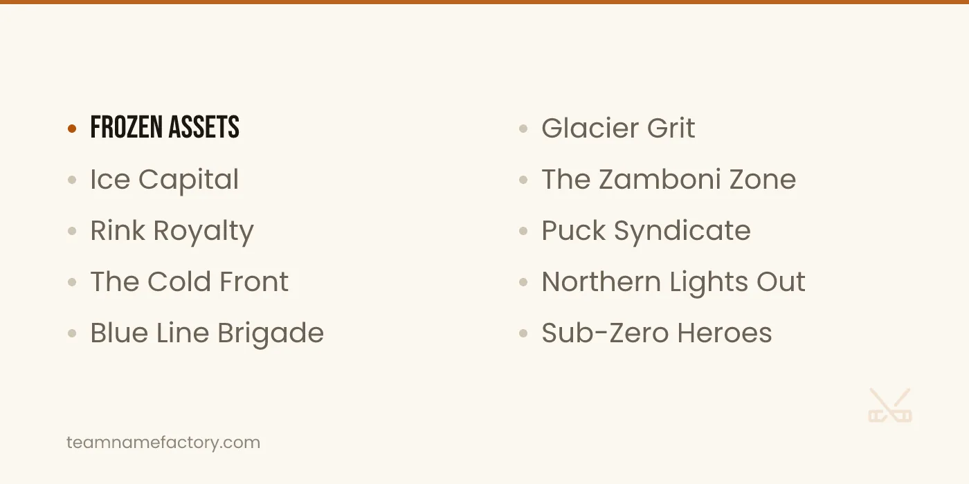 Fantasy Hockey Team Names — fantasy hockey team names ideas from teamnamefactory.com