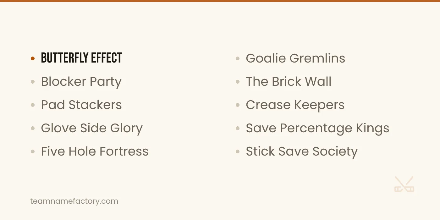 Goalie Fantasy Hockey Team Names — fantasy hockey team names ideas from teamnamefactory.com