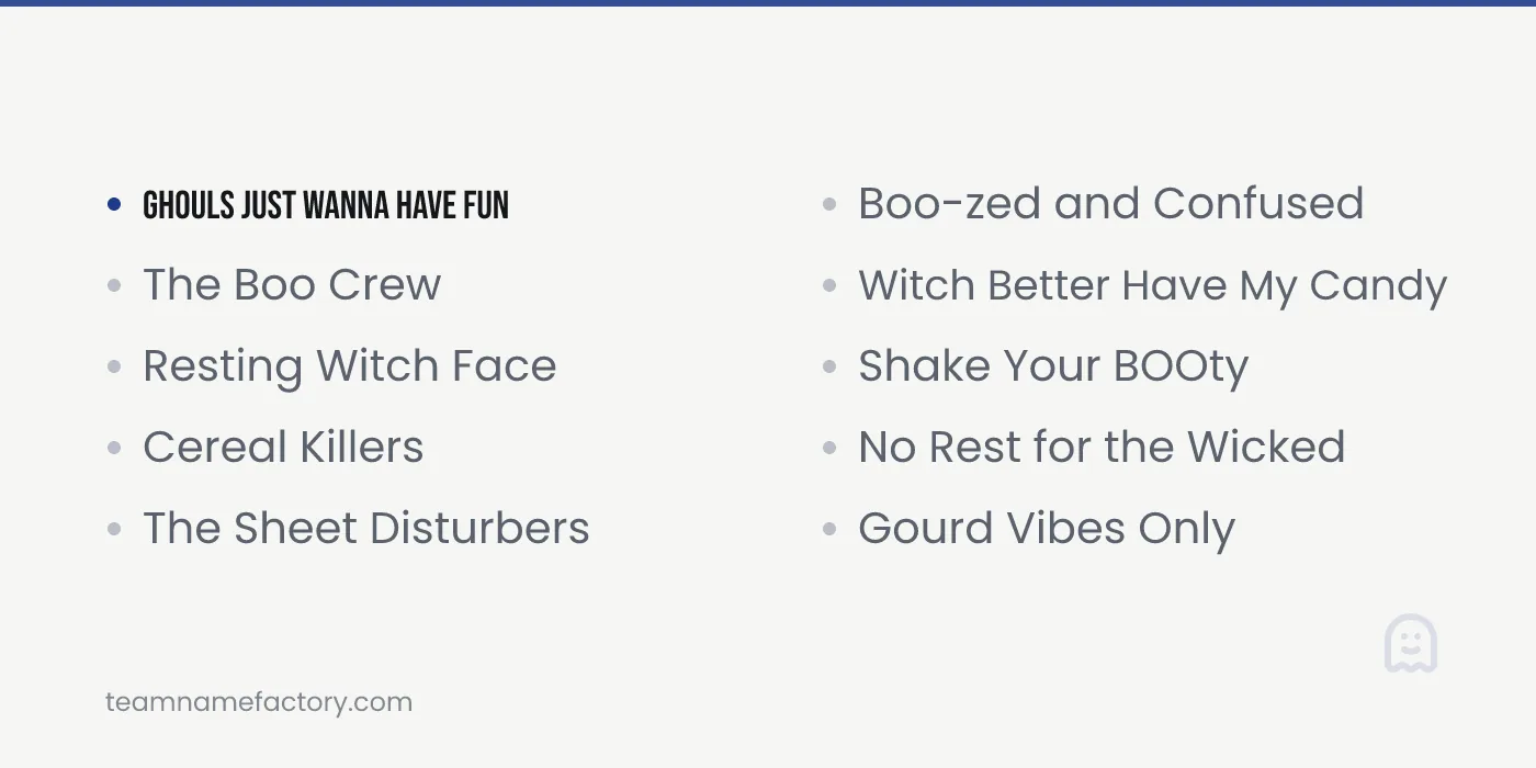 Funny Halloween Team Names — halloween team names ideas from teamnamefactory.com