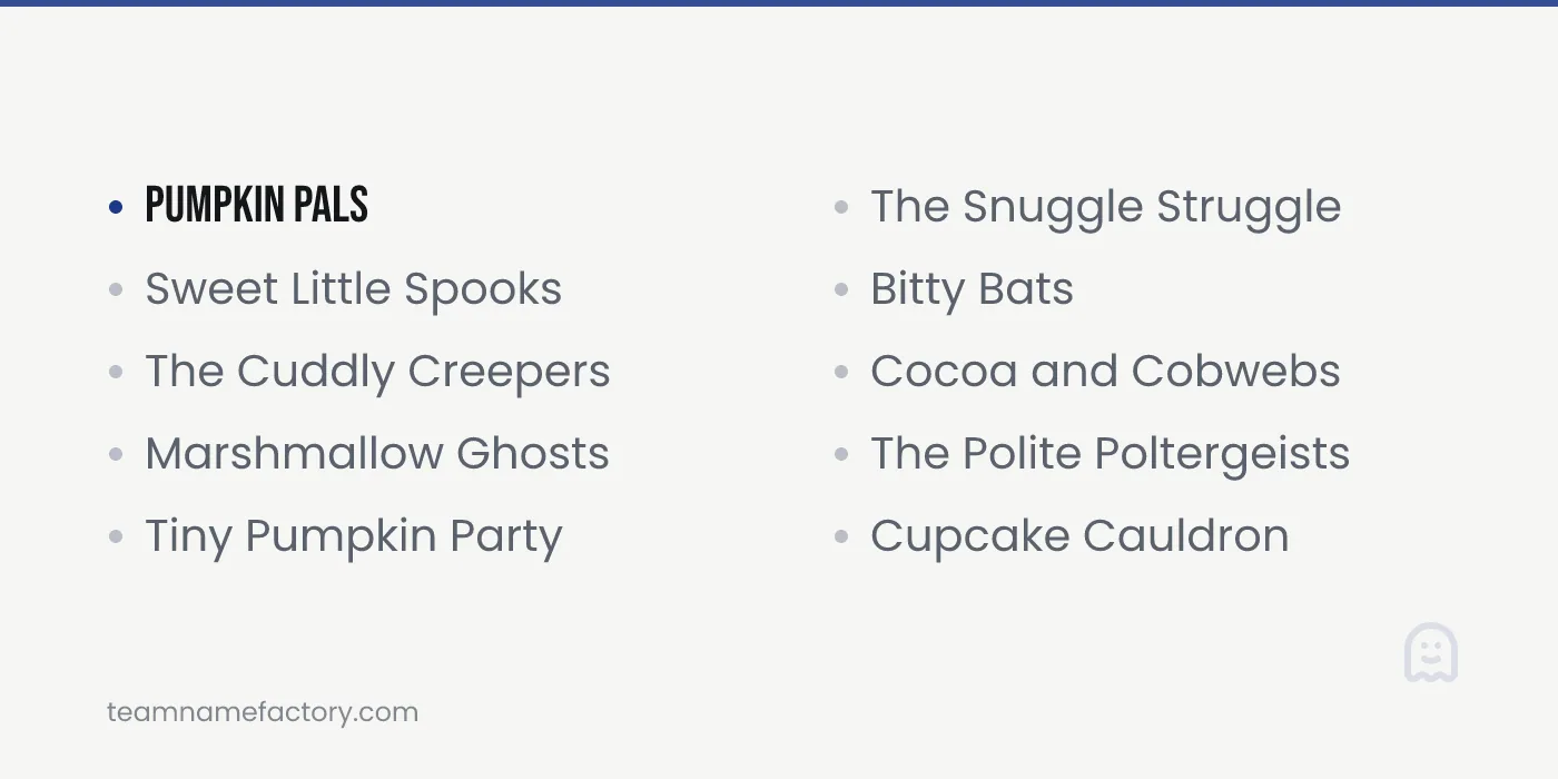 Sweet and Cute Halloween Team Names for Little Ghouls — halloween team names ideas from teamnamefactory.com
