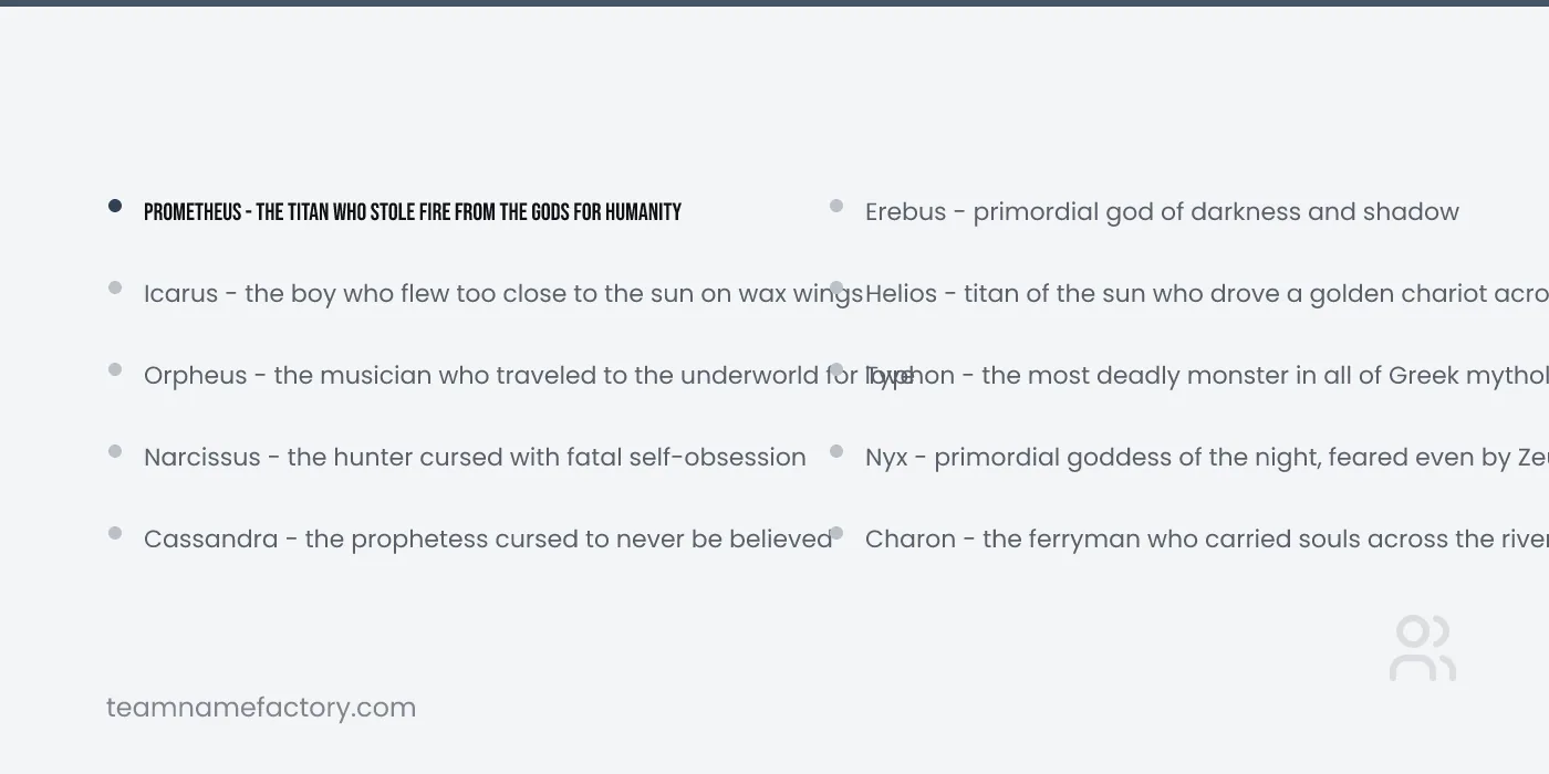 Greek Mythology Names — legendary names for games ideas from teamnamefactory.com